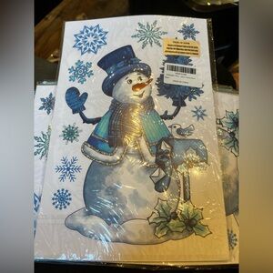 🎄XMAS13 - 9 sheets (77pcs) Festive Snowman Holiday Window cling